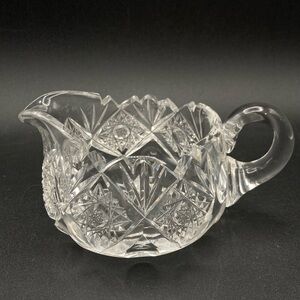 Vintage American Brilliant Period Cut Crystal Glass Sawtooth Creamer